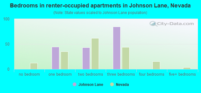Bedrooms in renter-occupied apartments in Johnson Lane, Nevada