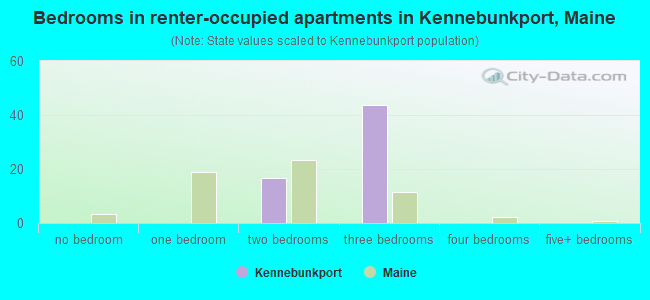 Bedrooms in renter-occupied apartments in Kennebunkport, Maine