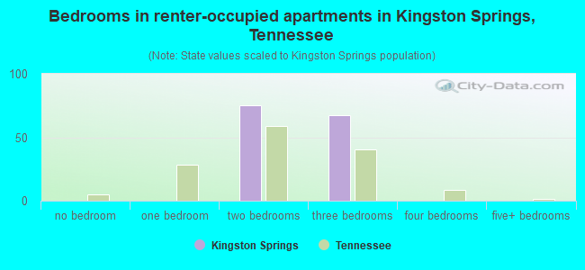 Bedrooms in renter-occupied apartments in Kingston Springs, Tennessee