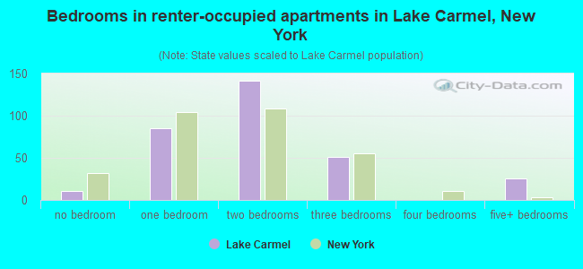 Bedrooms in renter-occupied apartments in Lake Carmel, New York