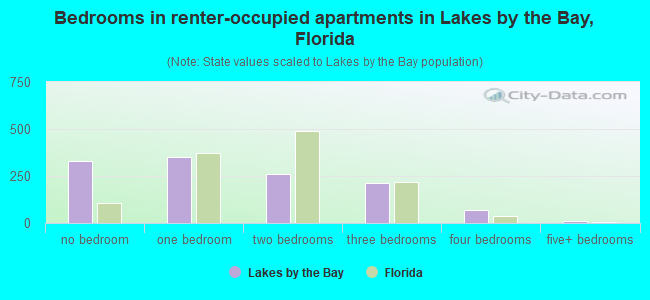 Bedrooms in renter-occupied apartments in Lakes by the Bay, Florida