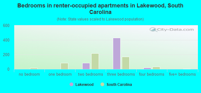 Bedrooms in renter-occupied apartments in Lakewood, South Carolina