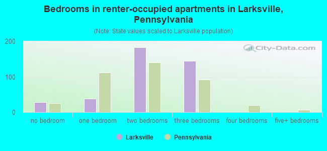 Bedrooms in renter-occupied apartments in Larksville, Pennsylvania