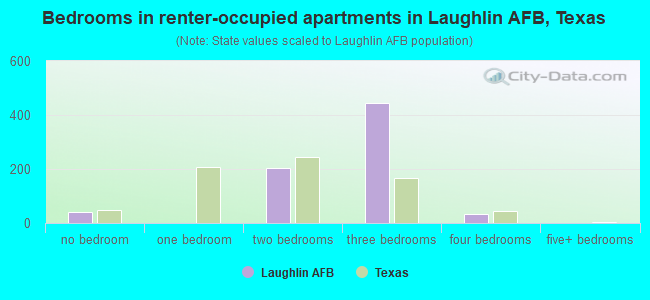 Bedrooms in renter-occupied apartments in Laughlin AFB, Texas