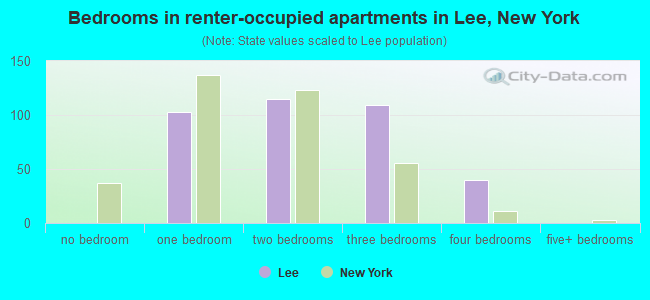 Bedrooms in renter-occupied apartments in Lee, New York