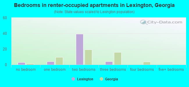 Bedrooms in renter-occupied apartments in Lexington, Georgia