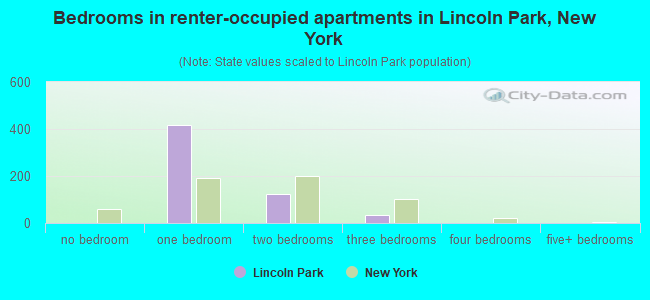 Bedrooms in renter-occupied apartments in Lincoln Park, New York