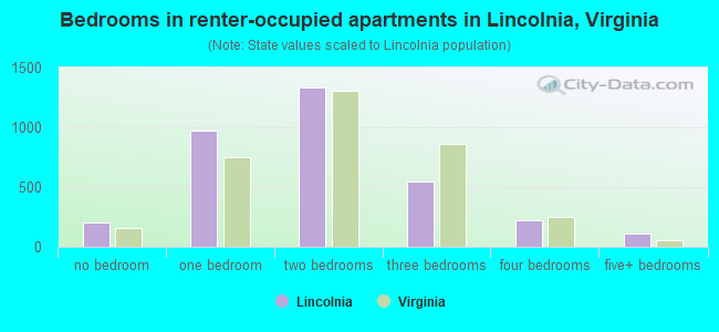 Bedrooms in renter-occupied apartments in Lincolnia, Virginia