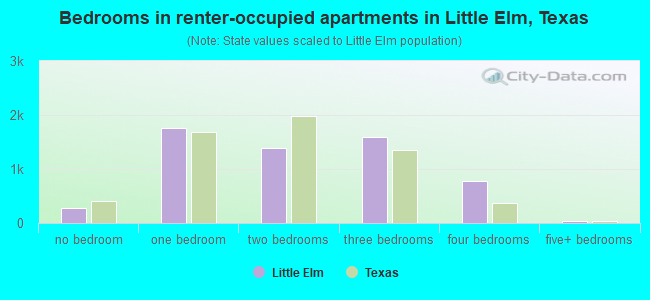 Bedrooms in renter-occupied apartments in Little Elm, Texas