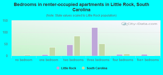 Bedrooms in renter-occupied apartments in Little Rock, South Carolina