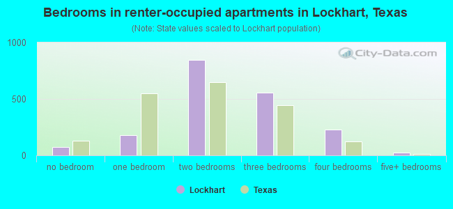 Bedrooms in renter-occupied apartments in Lockhart, Texas