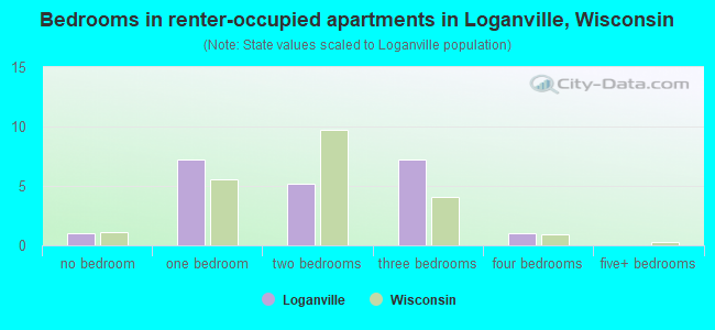 Bedrooms in renter-occupied apartments in Loganville, Wisconsin
