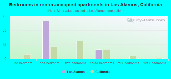 Bedrooms in renter-occupied apartments in Los Alamos, California
