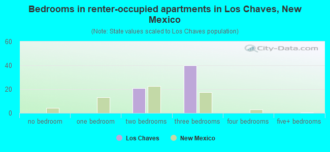 Bedrooms in renter-occupied apartments in Los Chaves, New Mexico