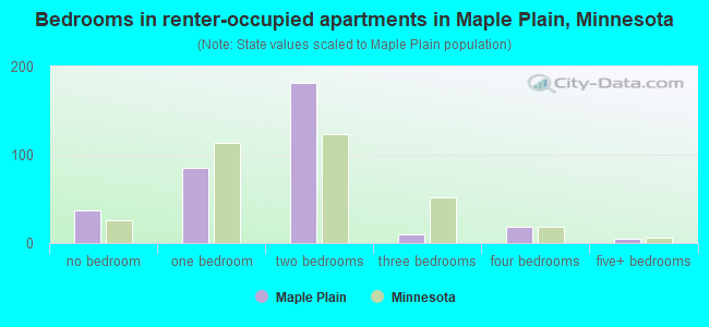 Bedrooms in renter-occupied apartments in Maple Plain, Minnesota