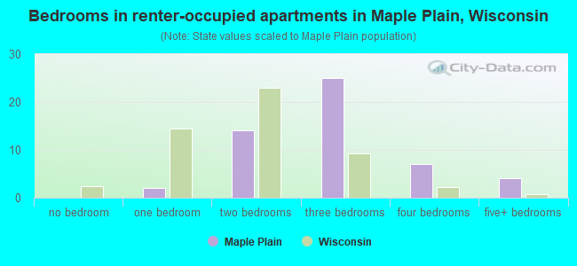 Bedrooms in renter-occupied apartments in Maple Plain, Wisconsin