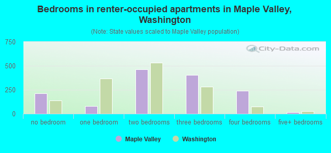 Bedrooms in renter-occupied apartments in Maple Valley, Washington