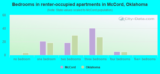 Bedrooms in renter-occupied apartments in McCord, Oklahoma