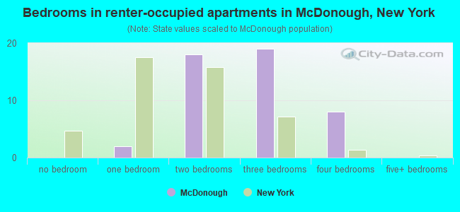 Bedrooms in renter-occupied apartments in McDonough, New York