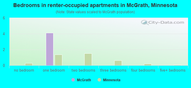 Bedrooms in renter-occupied apartments in McGrath, Minnesota