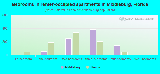 Bedrooms in renter-occupied apartments in Middleburg, Florida