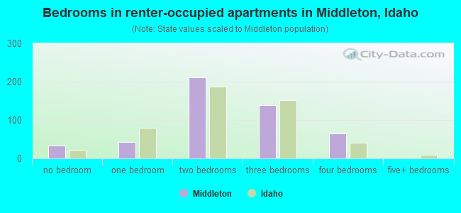 Bedrooms in renter-occupied apartments in Middleton, Idaho