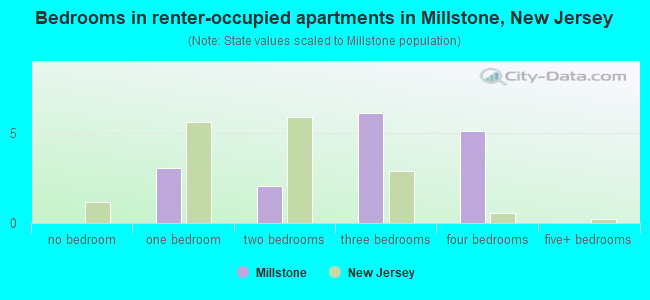 Bedrooms in renter-occupied apartments in Millstone, New Jersey