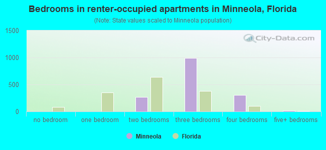 Bedrooms in renter-occupied apartments in Minneola, Florida