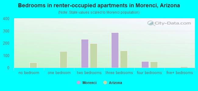 Bedrooms in renter-occupied apartments in Morenci, Arizona
