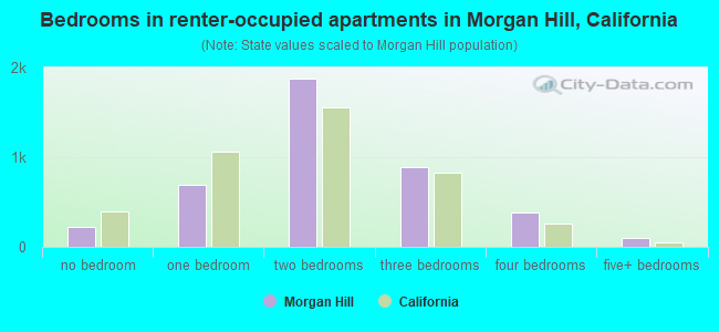 Bedrooms in renter-occupied apartments in Morgan Hill, California