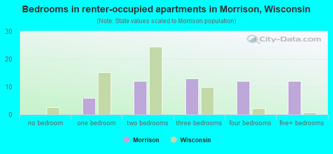 Bedrooms in renter-occupied apartments in Morrison, Wisconsin