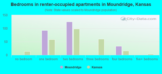 Bedrooms in renter-occupied apartments in Moundridge, Kansas