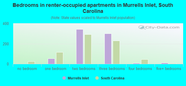 Bedrooms in renter-occupied apartments in Murrells Inlet, South Carolina