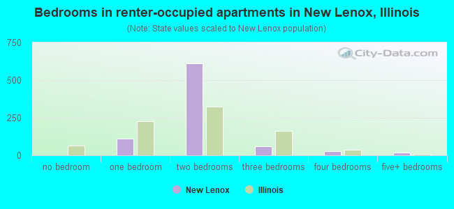 Bedrooms in renter-occupied apartments in New Lenox, Illinois