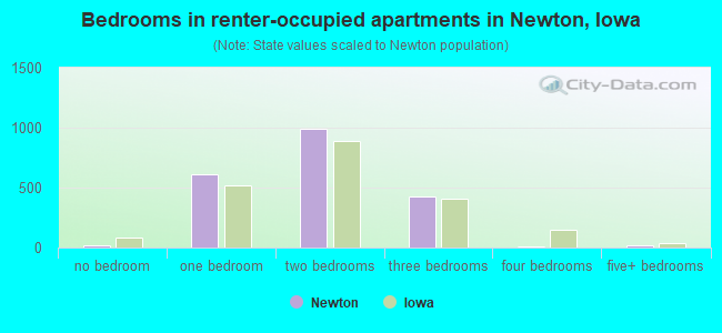 Bedrooms in renter-occupied apartments in Newton, Iowa