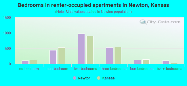 Bedrooms in renter-occupied apartments in Newton, Kansas