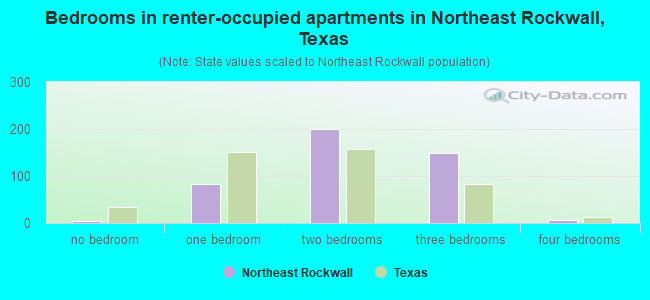Bedrooms in renter-occupied apartments in Northeast Rockwall, Texas