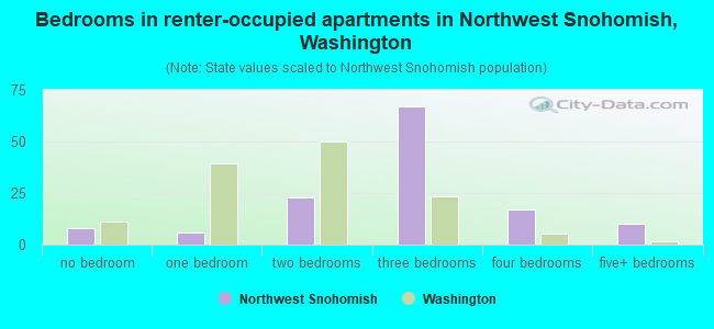 Bedrooms in renter-occupied apartments in Northwest Snohomish, Washington
