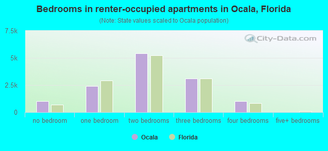 Bedrooms in renter-occupied apartments in Ocala, Florida