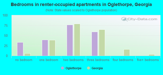 Bedrooms in renter-occupied apartments in Oglethorpe, Georgia