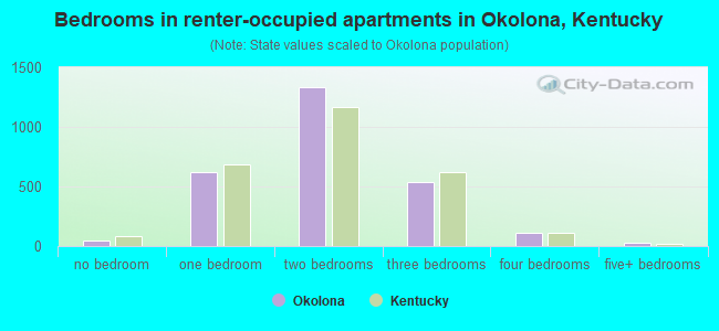 Bedrooms in renter-occupied apartments in Okolona, Kentucky