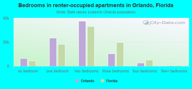 Bedrooms in renter-occupied apartments in Orlando, Florida