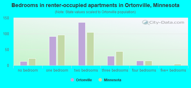 Bedrooms in renter-occupied apartments in Ortonville, Minnesota