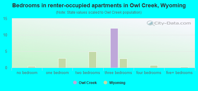 Bedrooms in renter-occupied apartments in Owl Creek, Wyoming