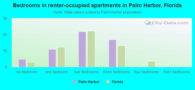 Bedrooms in renter-occupied apartments in Palm Harbor, Florida