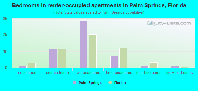 Bedrooms in renter-occupied apartments in Palm Springs, Florida