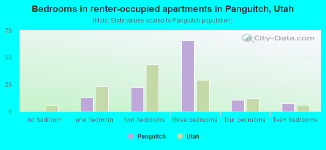 Bedrooms in renter-occupied apartments in Panguitch, Utah