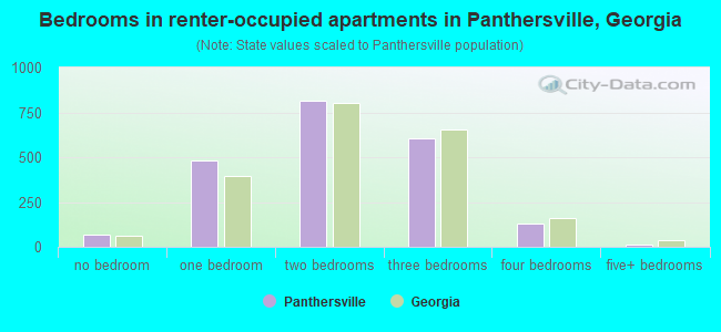 Bedrooms in renter-occupied apartments in Panthersville, Georgia