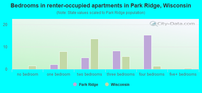 Bedrooms in renter-occupied apartments in Park Ridge, Wisconsin