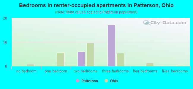 Bedrooms in renter-occupied apartments in Patterson, Ohio
